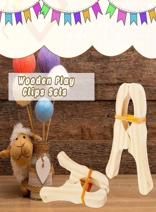 Norcoin 10 Pcs Wooden Game Clips Set Wood Play Clips Fort Building Clips Wooden Fort Clips Game Silk Clips for Kids School Playground Building Games - Image 4